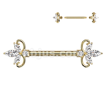 316L Surgical Steel Double Heart 3 Marquise CZ 316L Surgical Steel... - Image 3