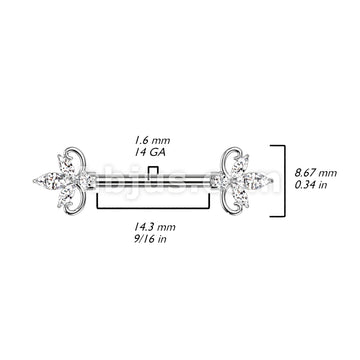 316L Surgical Steel Double Heart 3 Marquise CZ 316L Surgical Steel... - Image 5