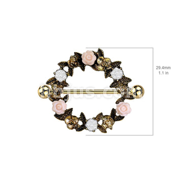 316L Surgical Steel Floral Wreath 316L Surgical Steel Nipple Shield Ring - Image 4