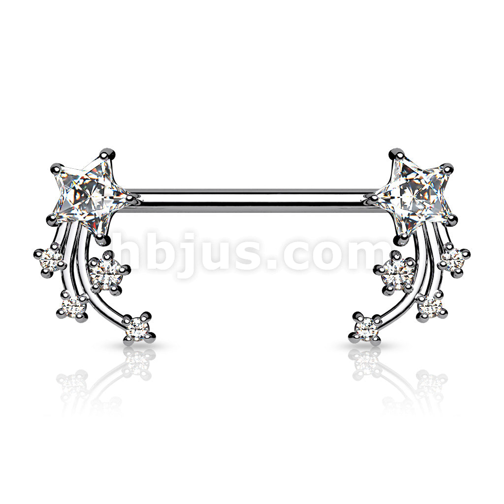 316L Surgical Steel CZ Shooting Star Ends 316L Surgical Steel Nipple... - Image 3