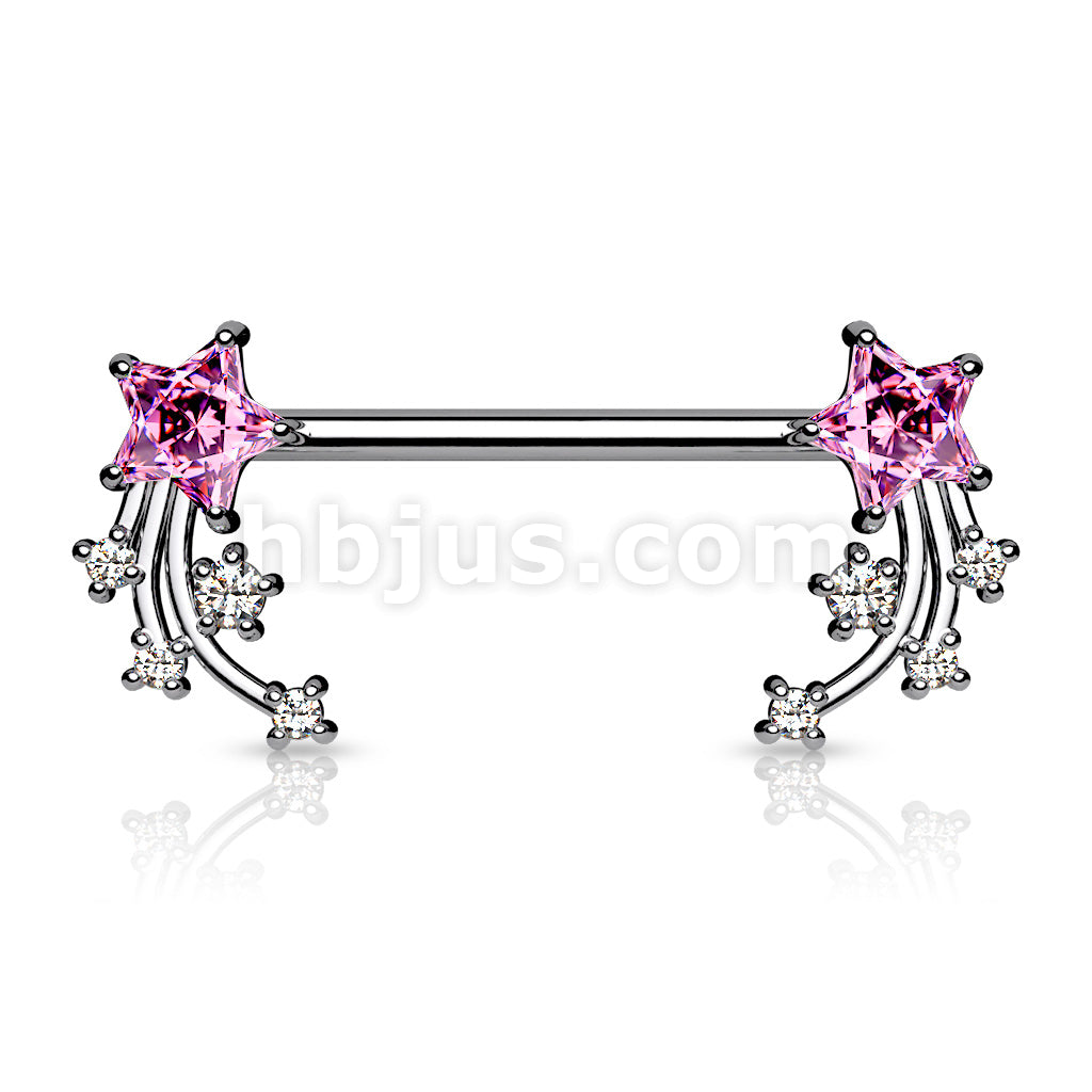 316L Surgical Steel CZ Shooting Star Ends 316L Surgical Steel Nipple... - Image 4