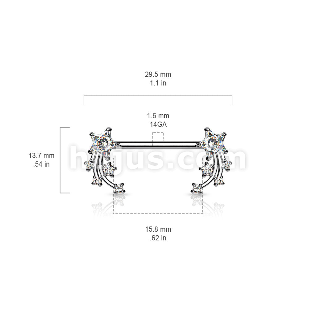 316L Surgical Steel CZ Shooting Star Ends 316L Surgical Steel Nipple... - Image 6