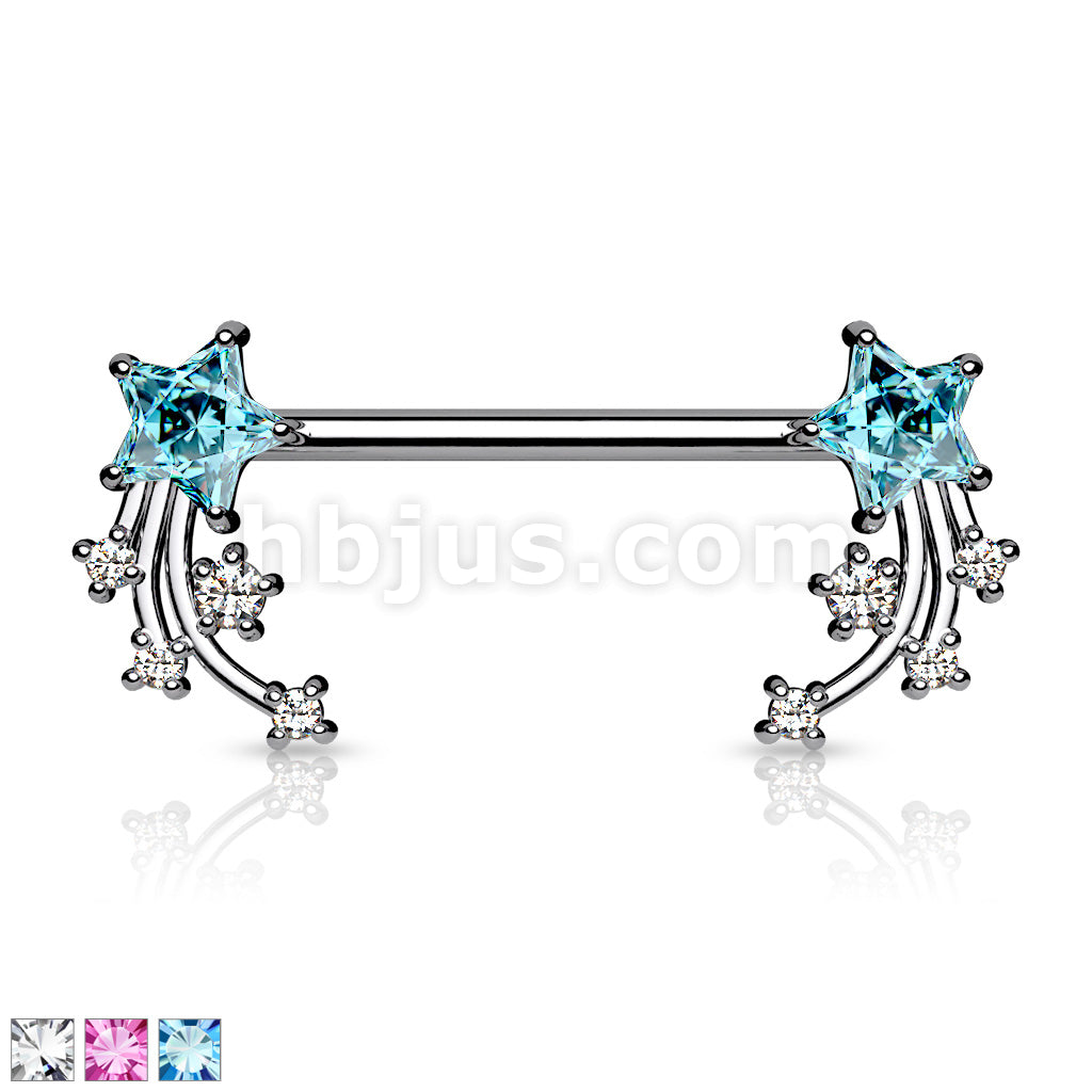 316L Surgical Steel CZ Shooting Star Ends 316L Surgical Steel Nipple... - Image 2