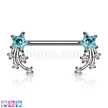 316L Surgical Steel CZ Shooting Star Ends 316L Surgical Steel Nipple... - Image 2