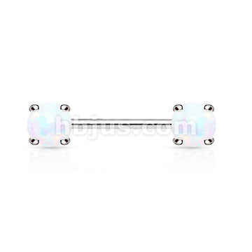 316L Surgical Steel Opal Prong Set Front Facing Ends 316L Surgical... - Image 3