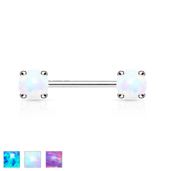 316L Surgical Steel Opal Prong Set Front Facing Ends 316L Surgical...