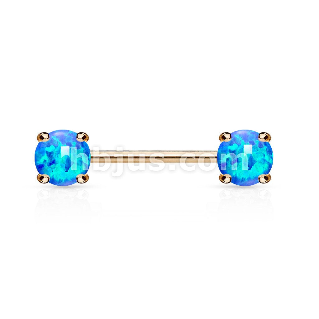 316L Surgical Steel Opal Prong Set Front Facing Ends 14Kt. RoseGold... - Image 2