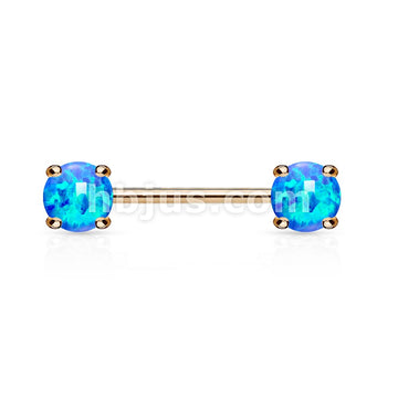 316L Surgical Steel Opal Prong Set Front Facing Ends 14Kt. RoseGold... - Image 2