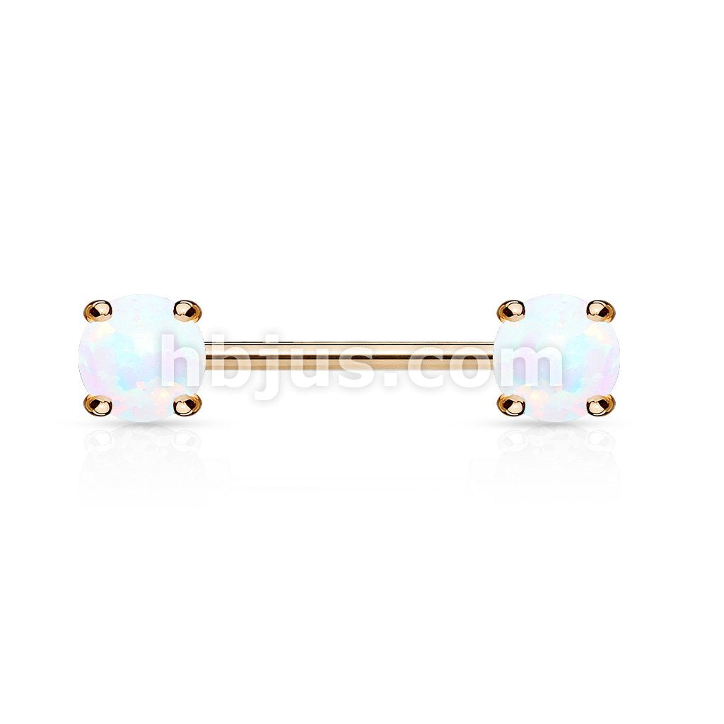 316L Surgical Steel Opal Prong Set Front Facing Ends 14Kt. RoseGold... - Image 3