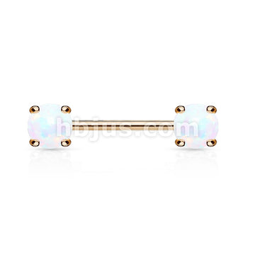 316L Surgical Steel Opal Prong Set Front Facing Ends 14Kt. RoseGold... - Image 3