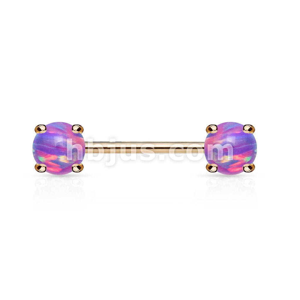 316L Surgical Steel Opal Prong Set Front Facing Ends 14Kt. RoseGold... - Image 4