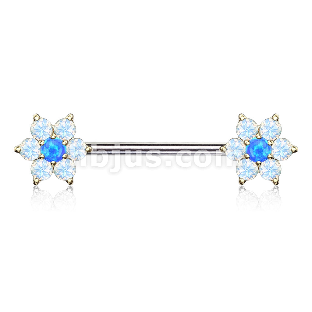 316L Surgical Steel Opalite Petals with Opal Center Flowers on Both... - Image 4