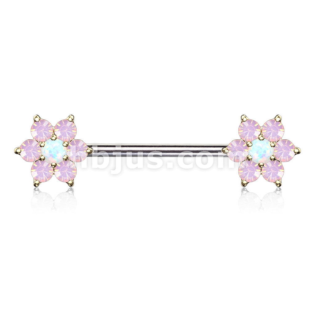 316L Surgical Steel Opalite Petals with Opal Center Flowers on Both... - Image 7