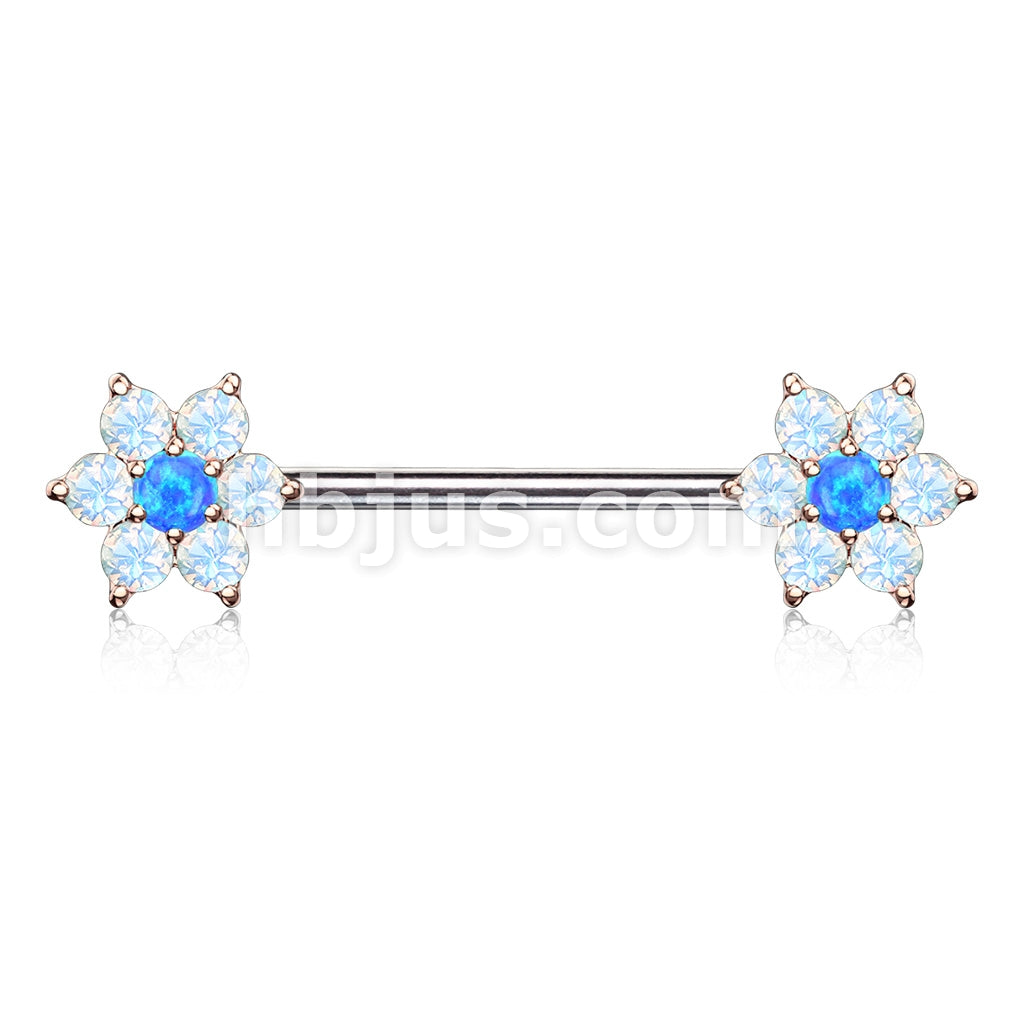 316L Surgical Steel Opalite Petals with Opal Center Flowers on Both... - Image 5