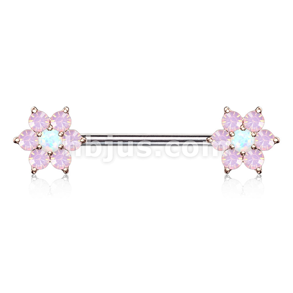 316L Surgical Steel Opalite Petals with Opal Center Flowers on Both... - Image 8
