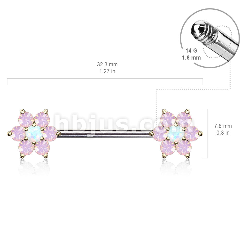 316L Surgical Steel Opalite Petals with Opal Center Flowers on Both... - Image 9