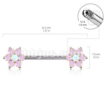 316L Surgical Steel Opalite Petals with Opal Center Flowers on Both... - Image 9