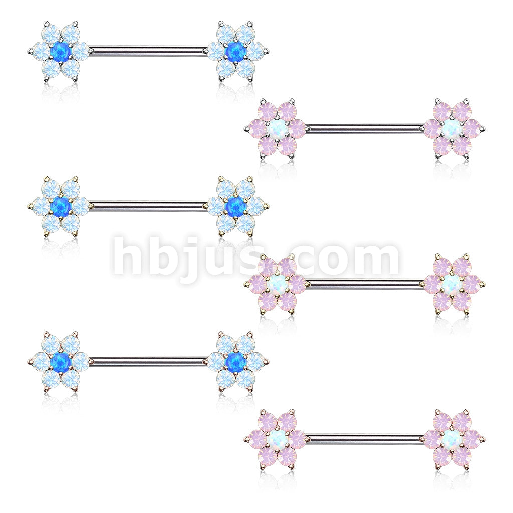 316L Surgical Steel Opalite Petals with Opal Center Flowers on Both... - Image 10