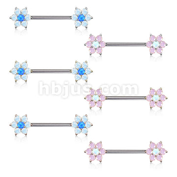 316L Surgical Steel Opalite Petals with Opal Center Flowers on Both... - Image 10