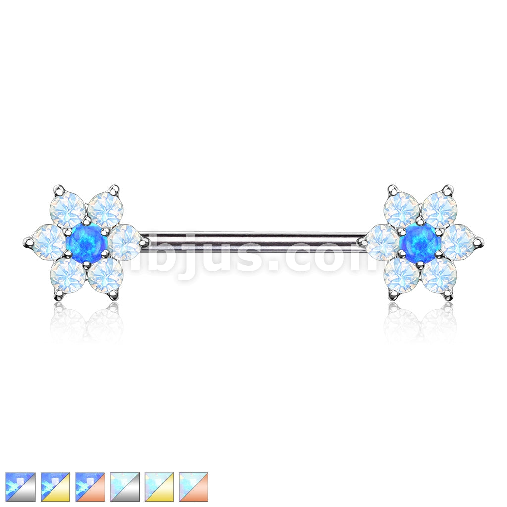 316L Surgical Steel Opalite Petals with Opal Center Flowers on Both... - Image 2