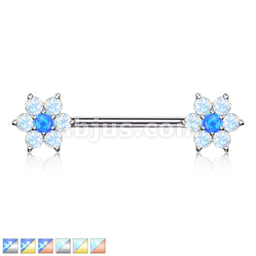 316L Surgical Steel Opalite Petals with Opal Center Flowers on Both... - Image 2