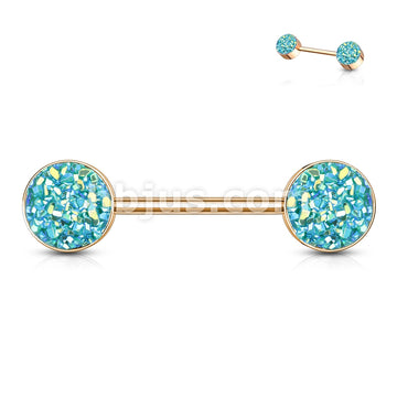 Druzy Stone Set Ends Rose Gold PVD Over 316L Surgical Steel Barbell... - Image 5