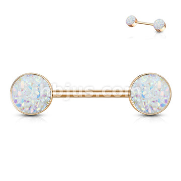 Druzy Stone Set Ends Rose Gold PVD Over 316L Surgical Steel Barbell... - Image 8
