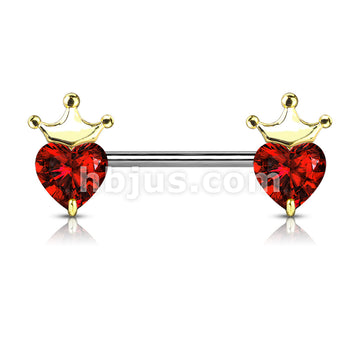 316L Surgical Steel Heart CZ with Crown 316L Surgical Steel Barbell... - Image 4