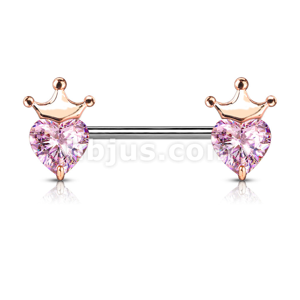 316L Surgical Steel Heart CZ with Crown 316L Surgical Steel Barbell... - Image 5