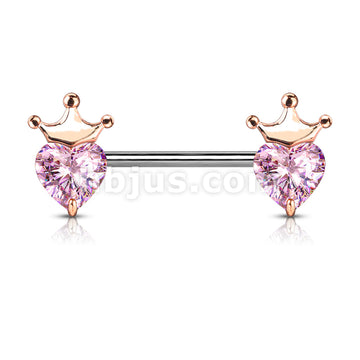 316L Surgical Steel Heart CZ with Crown 316L Surgical Steel Barbell... - Image 5