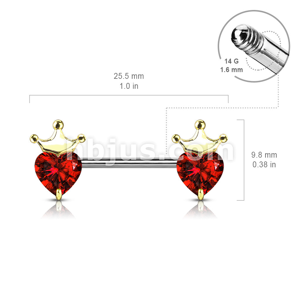 316L Surgical Steel Heart CZ with Crown 316L Surgical Steel Barbell... - Image 6