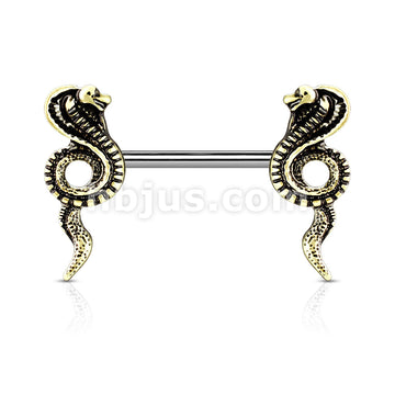 316L Surgical Steel Cobra Ends 316L Surgical Steel Barbell Nipple Rings - Image 3