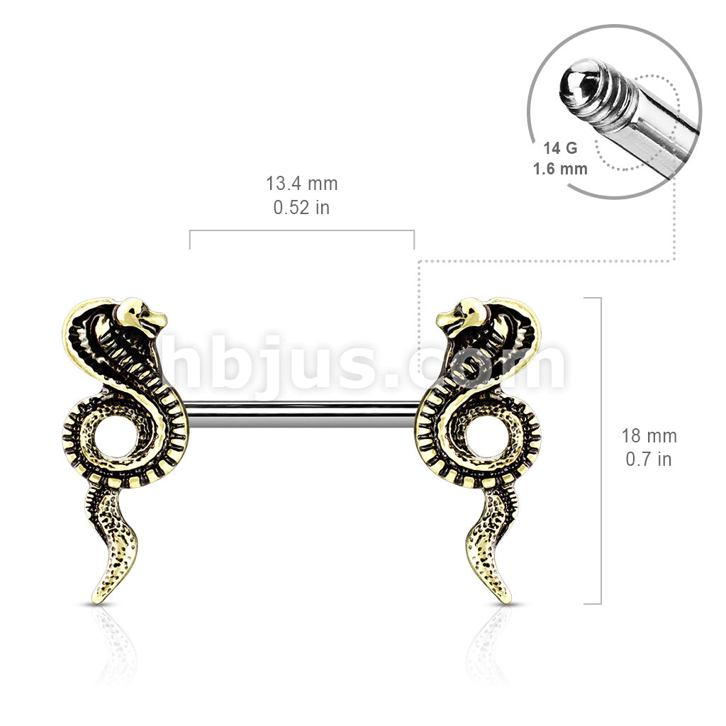 316L Surgical Steel Cobra Ends 316L Surgical Steel Barbell Nipple Rings - Image 5