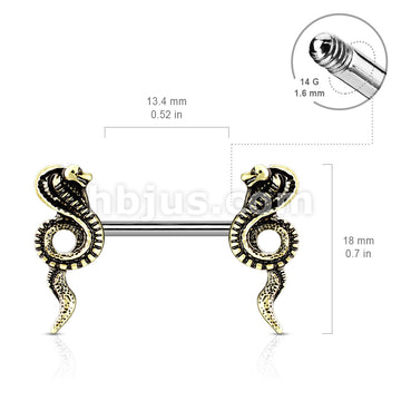 316L Surgical Steel Cobra Ends 316L Surgical Steel Barbell Nipple Rings - Image 5