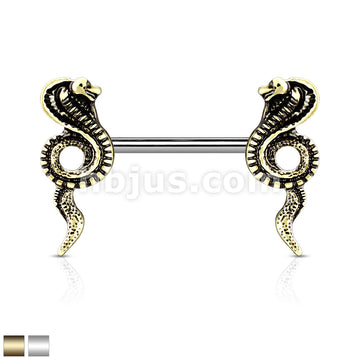 316L Surgical Steel Cobra Ends 316L Surgical Steel Barbell Nipple Rings - Image 2