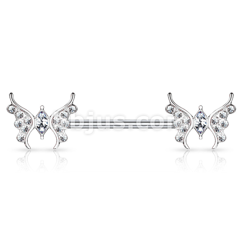316L Surgical Steel CZ Paved Butterfly with Marquise CZ Center 316L... - Image 3
