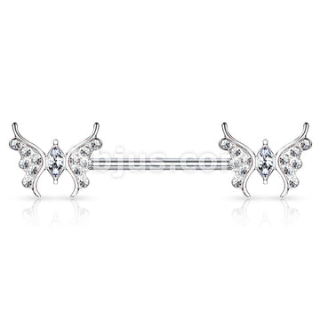 316L Surgical Steel CZ Paved Butterfly with Marquise CZ Center 316L... - Image 3