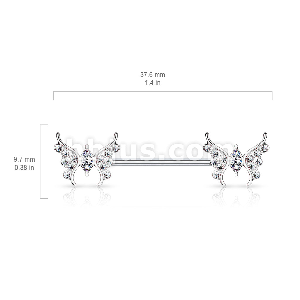 316L Surgical Steel CZ Paved Butterfly with Marquise CZ Center 316L... - Image 6