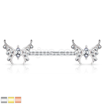316L Surgical Steel CZ Paved Butterfly with Marquise CZ Center 316L... - Image 2
