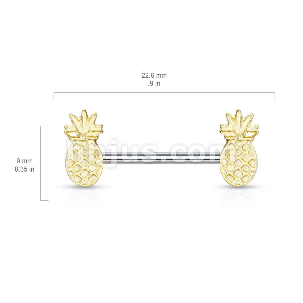 316L Surgical Steel Pineapple Ends 316L Surgical Steel Barbell Nipple Rings - Image 3
