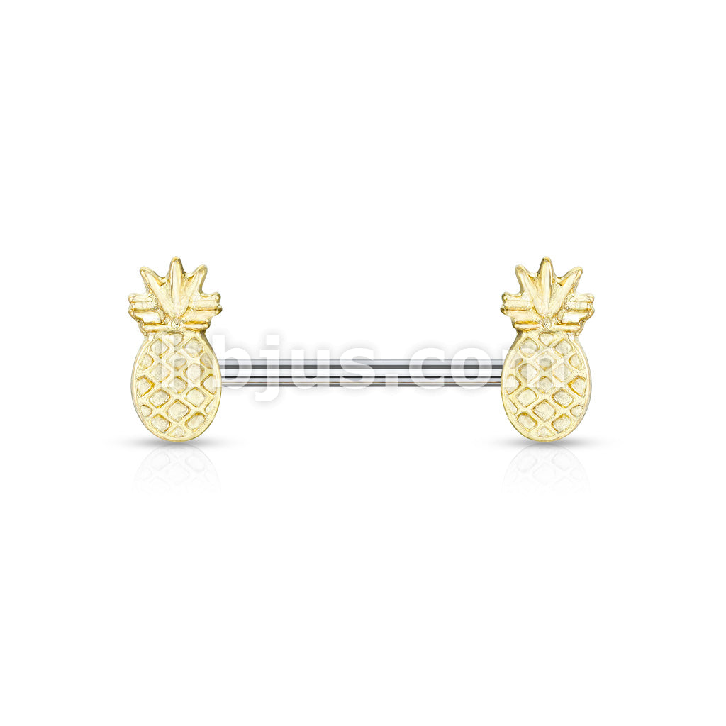 316L Surgical Steel Pineapple Ends 316L Surgical Steel Barbell Nipple Rings - Image 2