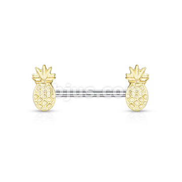 316L Surgical Steel Pineapple Ends 316L Surgical Steel Barbell Nipple Rings - Image 2
