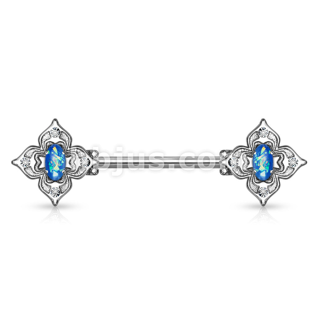 Floral Filigree Square With Crystal Accents and Opal Glitter Center... - Image 3