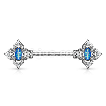 Floral Filigree Square With Crystal Accents and Opal Glitter Center... - Image 3