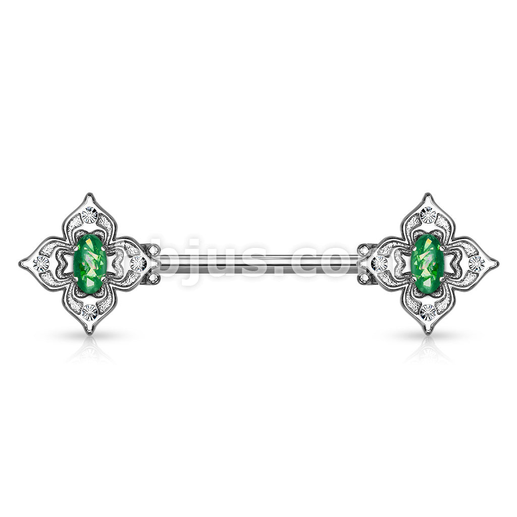 Floral Filigree Square With Crystal Accents and Opal Glitter Center... - Image 4