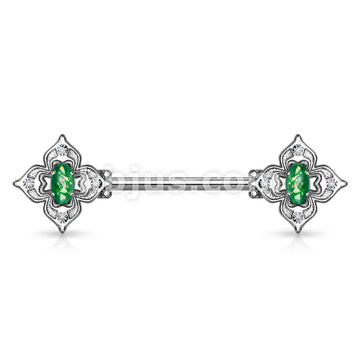 Floral Filigree Square With Crystal Accents and Opal Glitter Center... - Image 4