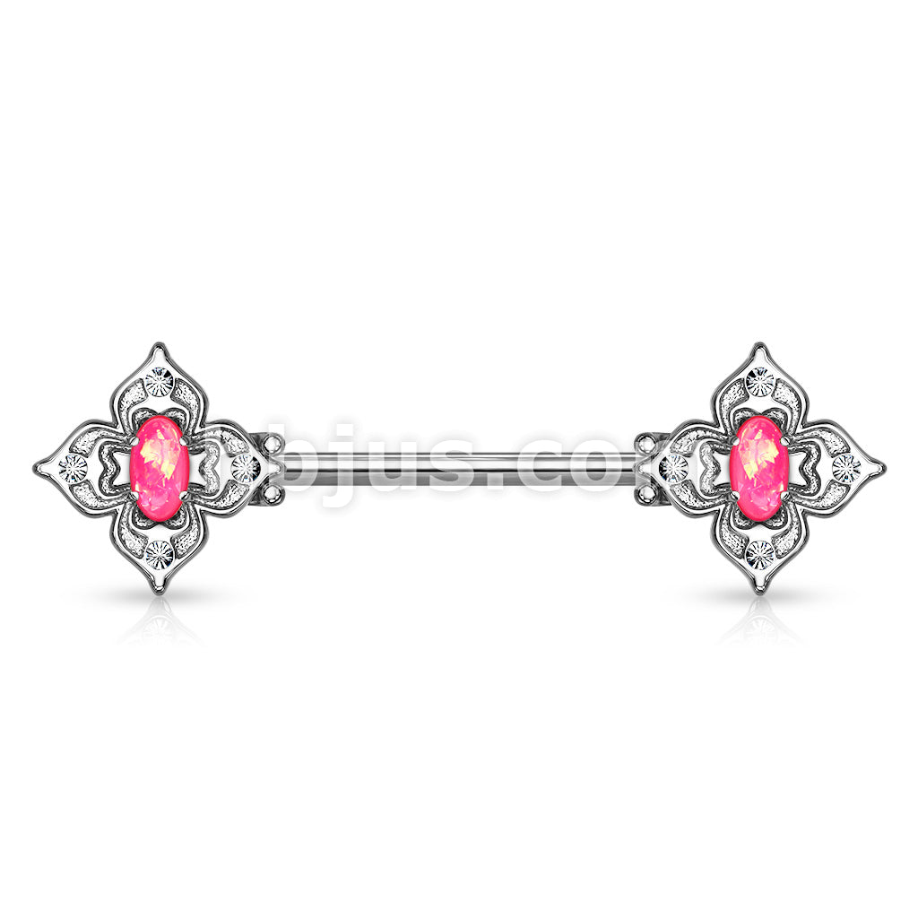Floral Filigree Square With Crystal Accents and Opal Glitter Center... - Image 6