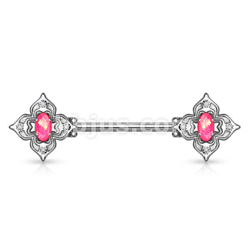 Floral Filigree Square With Crystal Accents and Opal Glitter Center... - Image 6