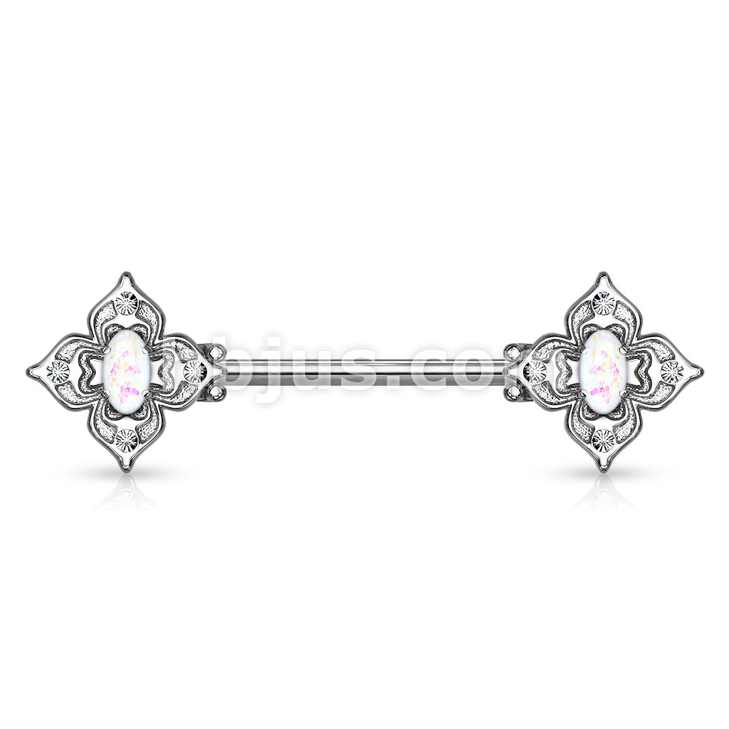 Floral Filigree Square With Crystal Accents and Opal Glitter Center... - Image 8