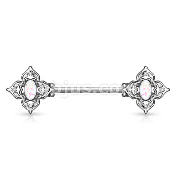 Floral Filigree Square With Crystal Accents and Opal Glitter Center... - Image 8